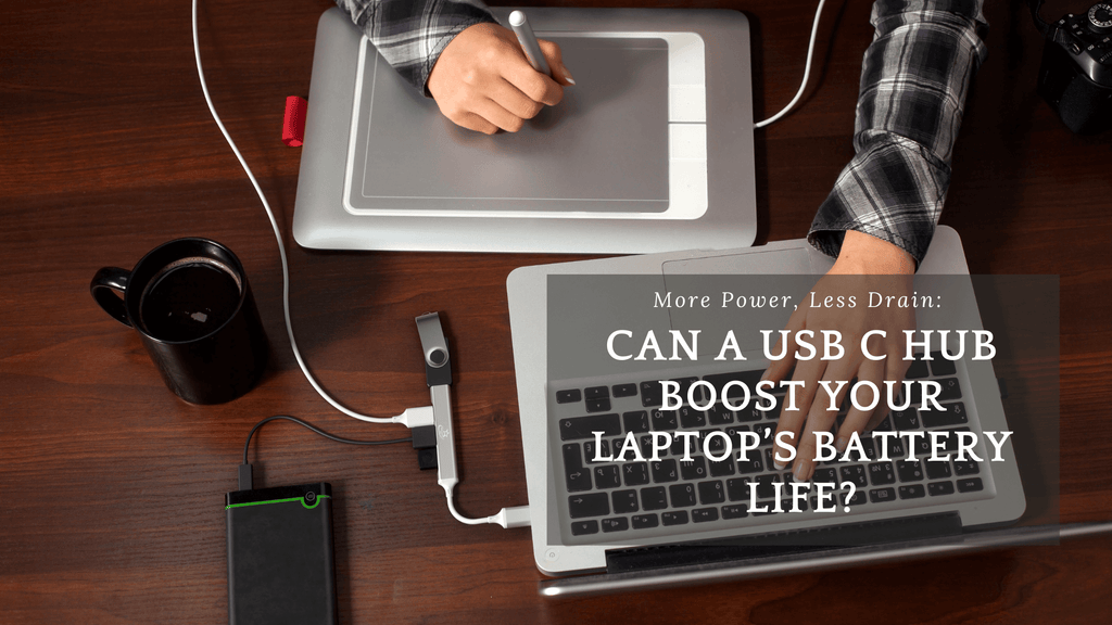 Data Transfer via USB C Hub, Laptop Connected to a USB C Hub, USB C Hub with Multiple Ports