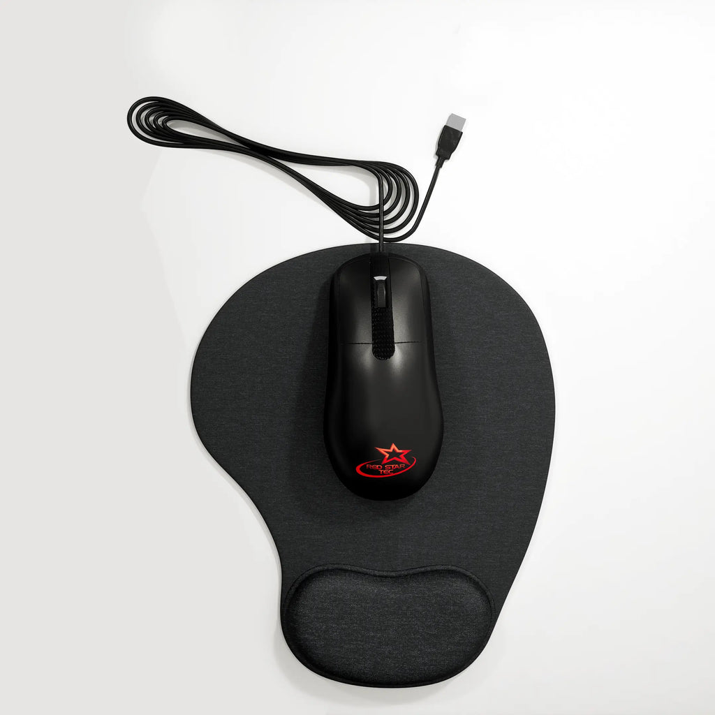 Red Star Tec MP-WM25 Wired Mouse and Ergonomic Mousepad Bundle